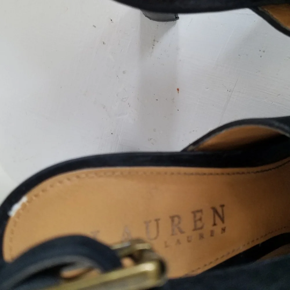 Lauren Ralph Lauren Platform Sandals Black Peep Toe Sling Back Seleste Size 8